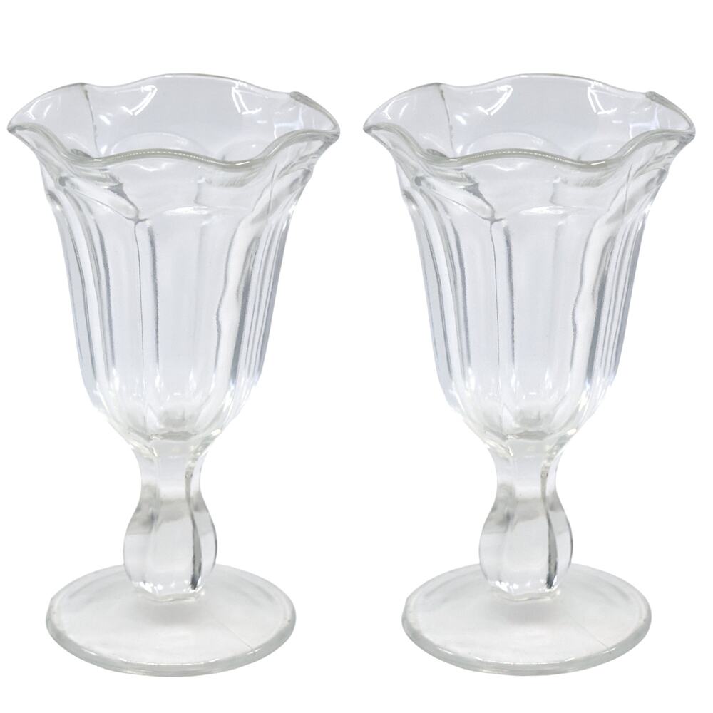 Wavy Tulip Ice Cream Sundae Dessert Glasses [Set of 2]